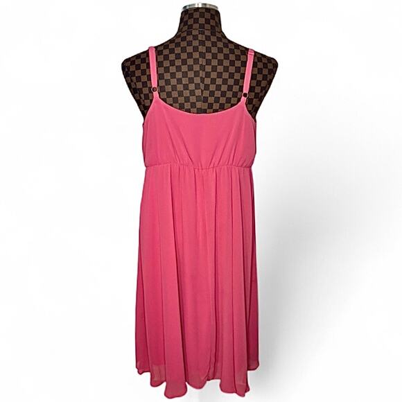 Torrid Pink Dress Size 1 Blouson Grecian Barbiecore Goddess Spaghetti Strap - Picture 2 of 9
